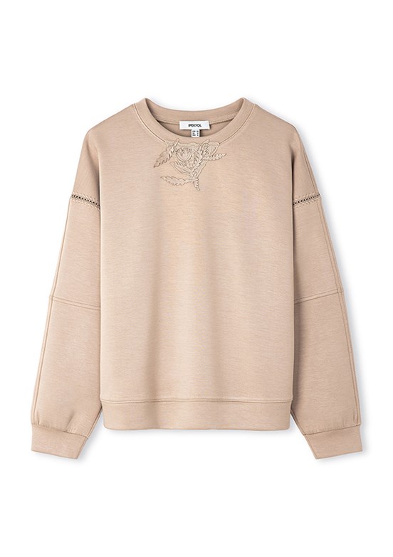 İPEKYOL Naturel Kadın Bisiklet Yaka Sweatshirt