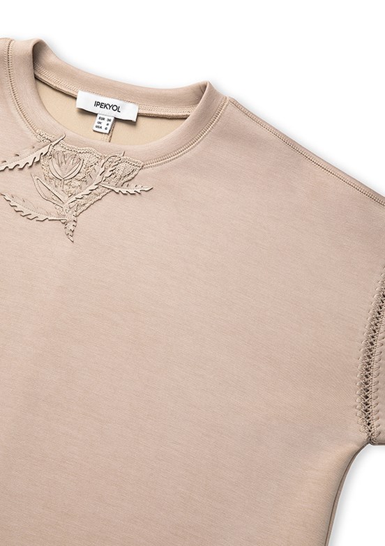 İPEKYOL Naturel Kadın Bisiklet Yaka Sweatshirt