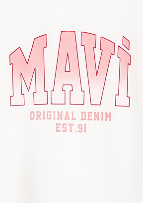 MAVİ Beyaz Kız Çocuk Baskılı T-Shirt