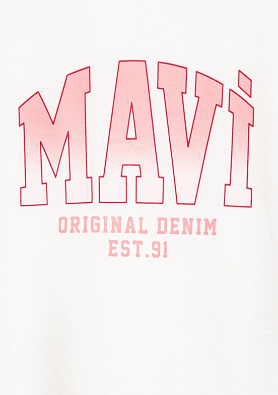 MAVİ Beyaz Kız Çocuk Baskılı T-Shirt