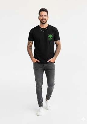 THE CROW Stop - TC4624 Erkek Siyah Basic T-Shirt