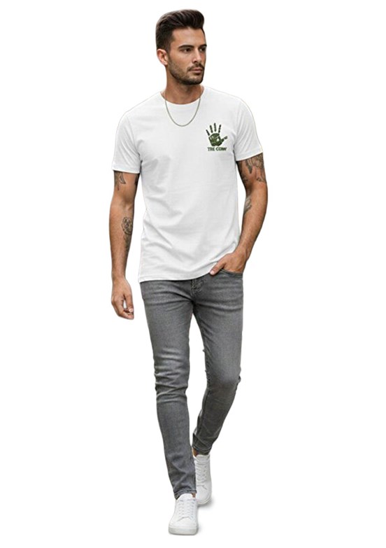 THE CROW Hand - TC4626 Erkek Beyaz Basic T-Shirt