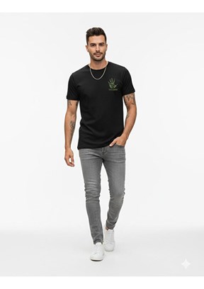 THE CROW Hand - TC4626 Erkek Siyah Basic T-Shirt
