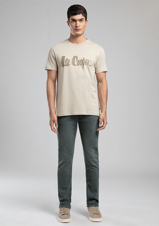 LEE COOPER Londonlogo - 262 LCM 242004 Erkek Bej O Yaka T-Shirt