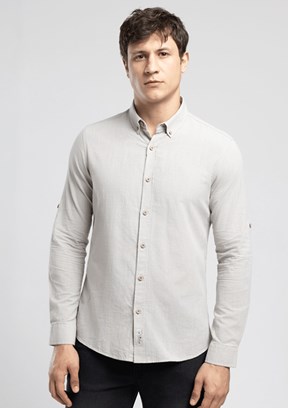 LEE COOPER Darell - 262 LCM 241001 Erkek Gri Uzun Kol Gömlek
