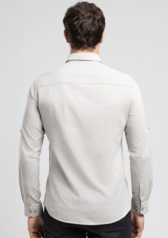 LEE COOPER Darell - 262 LCM 241001 Erkek Gri Uzun Kol Gömlek