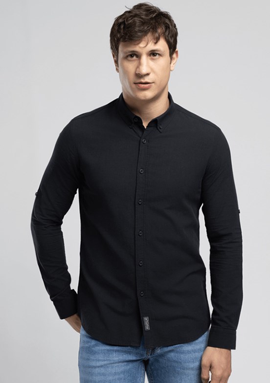 LEE COOPER Darell - 262 LCM 241001 Erkek Siyah Uzun Kol Gömlek