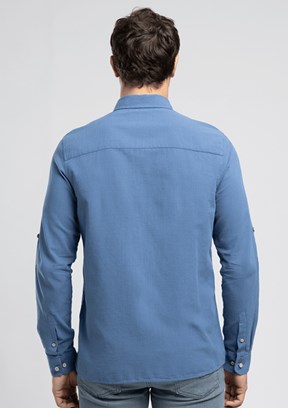 LEE COOPER Darell - 262 LCM 241001 Erkek Lacivert Uzun Kol Gömlek