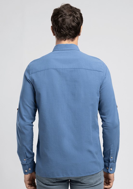 LEE COOPER Darell - 262 LCM 241001 Erkek Lacivert Uzun Kol Gömlek