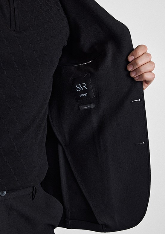 SÜVARİ - TK1006900401 Erkek Siyah Slim Takım Elbise