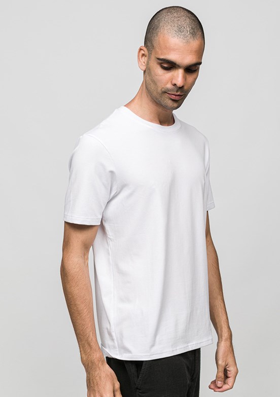 JOHNNY JOE - JOE41420 Erkek Beyaz Bisiklet Yaka T-Shirt