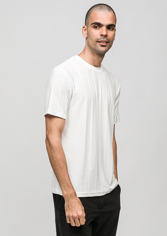 JOHNNY JOE - JOE42030 Erkek Beyaz Bisiklet Yaka T-Shirt