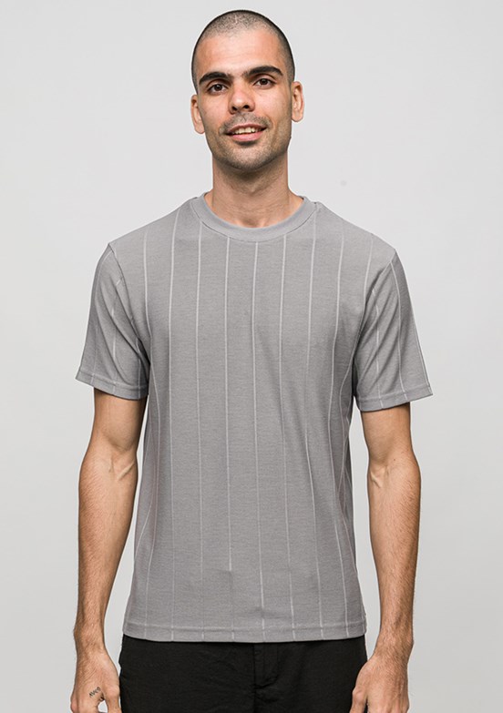 JOHNNY JOE - JOE42030 Erkek Gri Bisiklet Yaka T-Shirt