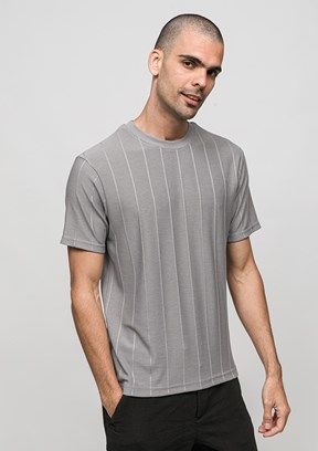 JOHNNY JOE - JOE42030 Erkek Gri Bisiklet Yaka T-Shirt