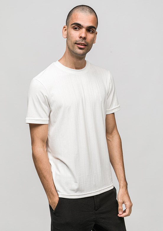 JOHNNY JOE - JOE42530 Erkek Beyaz Bisiklet Yaka T-Shirt