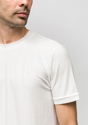 JOHNNY JOE - JOE42530 Erkek Beyaz Bisiklet Yaka T-Shirt