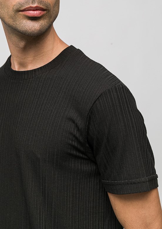 JOHNNY JOE - JOE42530 Erkek Siyah Bisiklet Yaka T-Shirt