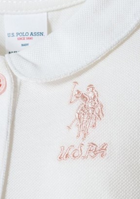 US POLO ASSN Beyaz Kız Bebek Şortlu İkili Takım