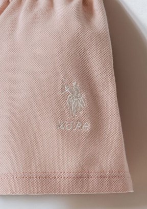 US POLO ASSN Beyaz Kız Bebek Şortlu İkili Takım