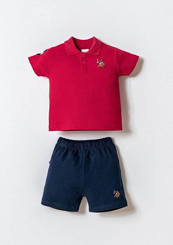 US POLO ASSN Kırmızı Erkek Bebek Şortlu İkili Takım