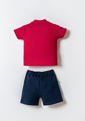US POLO ASSN Kırmızı Erkek Bebek Şortlu İkili Takım