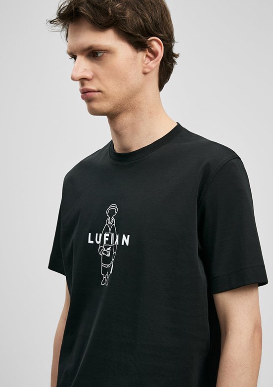 LUFİAN Simbad - 111020307 Erkek Siyah Baskılı T-Shirt