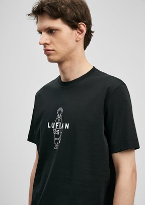 LUFİAN Simbad - 111020307 Erkek Siyah Baskılı T-Shirt