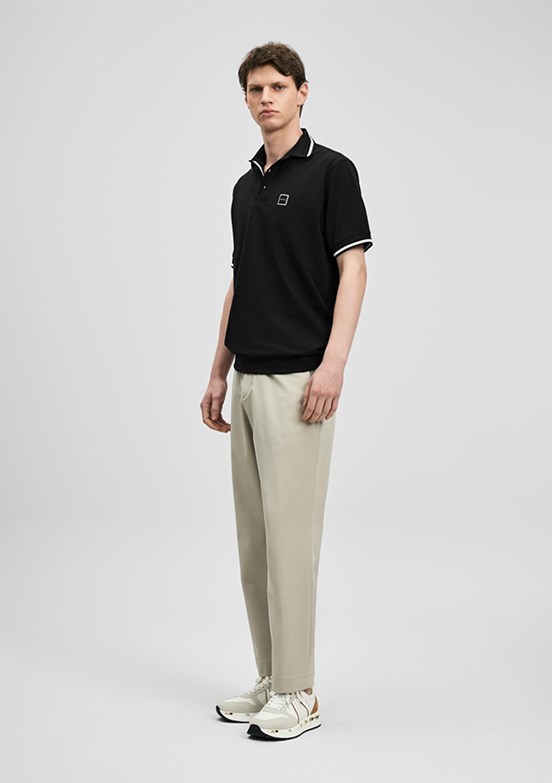 LUFİAN Grom - 111040232 Erkek Siyah Polo Yaka T-Shirt