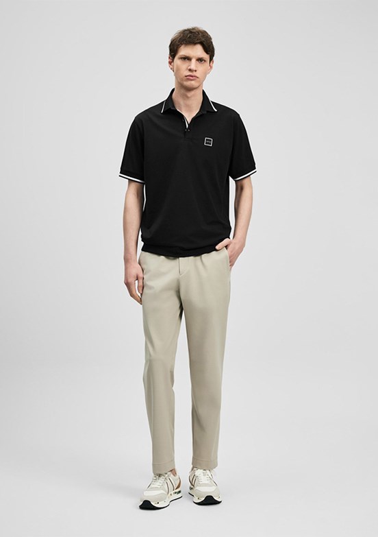 LUFİAN Grom - 111040232 Erkek Siyah Polo Yaka T-Shirt