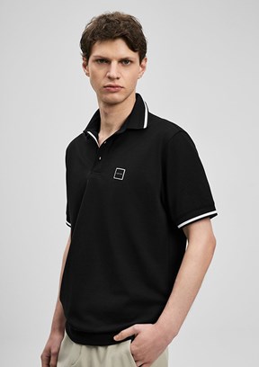LUFİAN Grom - 111040232 Erkek Siyah Polo Yaka T-Shirt