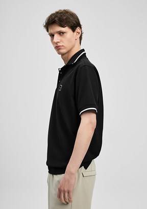 LUFİAN Grom - 111040232 Erkek Siyah Polo Yaka T-Shirt