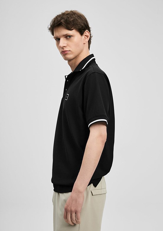 LUFİAN Grom - 111040232 Erkek Siyah Polo Yaka T-Shirt