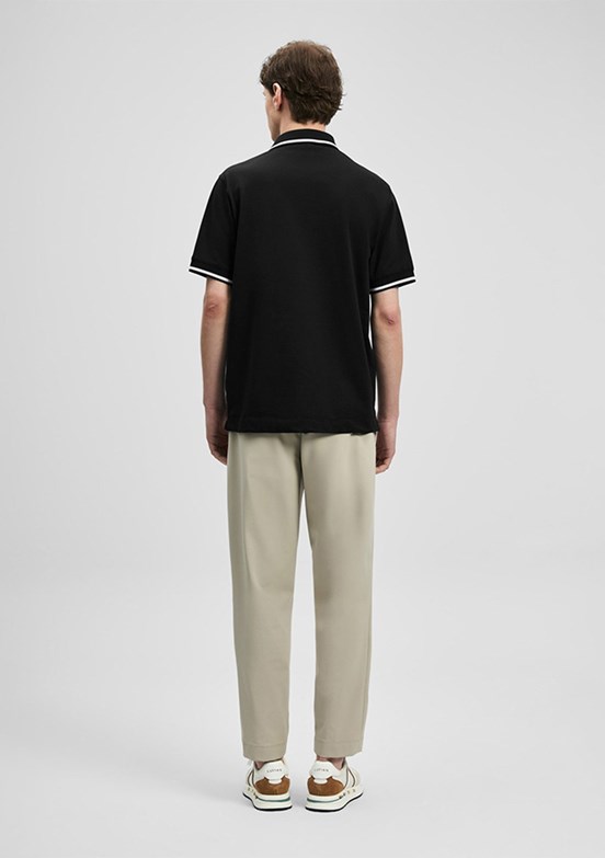 LUFİAN Grom - 111040232 Erkek Siyah Polo Yaka T-Shirt