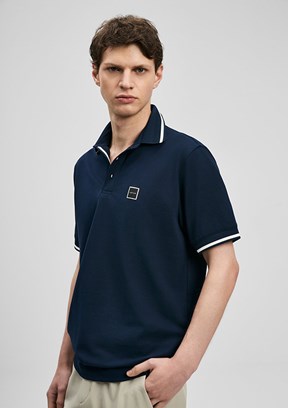 LUFİAN Grom - 111040232 Erkek Lacivert Polo Yaka T-Shirt