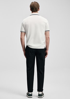 LUFİAN Grom - 111040232 Erkek Beyaz Kırık Polo Yaka T-Shirt