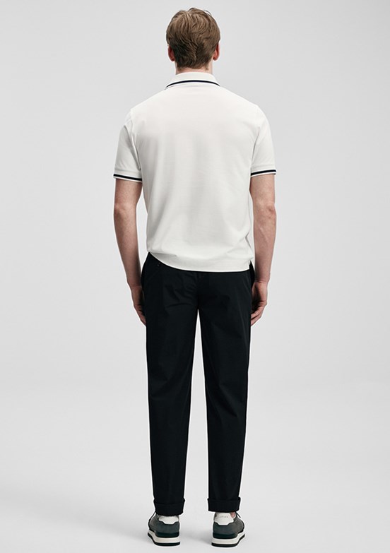 LUFİAN Grom - 111040232 Erkek Beyaz Kırık Polo Yaka T-Shirt
