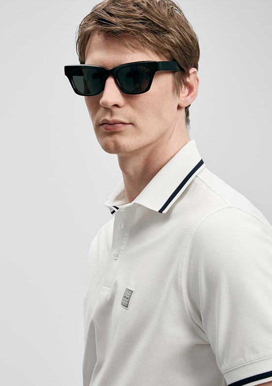 LUFİAN Grom - 111040232 Erkek Beyaz Kırık Polo Yaka T-Shirt