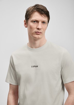 LUFİAN Marcus - 111020322 Erkek Bej Baskılı T-Shirt