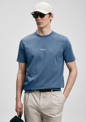 LUFİAN Marcus - 111020322 Erkek Mavi Baskılı T-Shirt