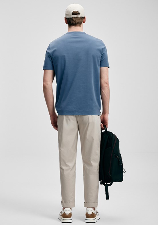 LUFİAN Marcus - 111020322 Erkek Mavi Baskılı T-Shirt