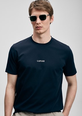 LUFİAN Marcus - 111020322 Erkek Lacivert Baskılı T-Shirt