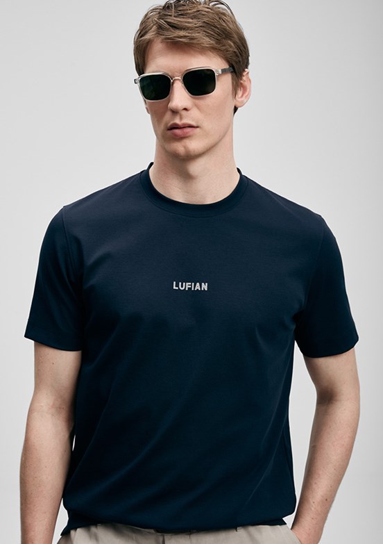 LUFİAN Marcus - 111020322 Erkek Lacivert Baskılı T-Shirt