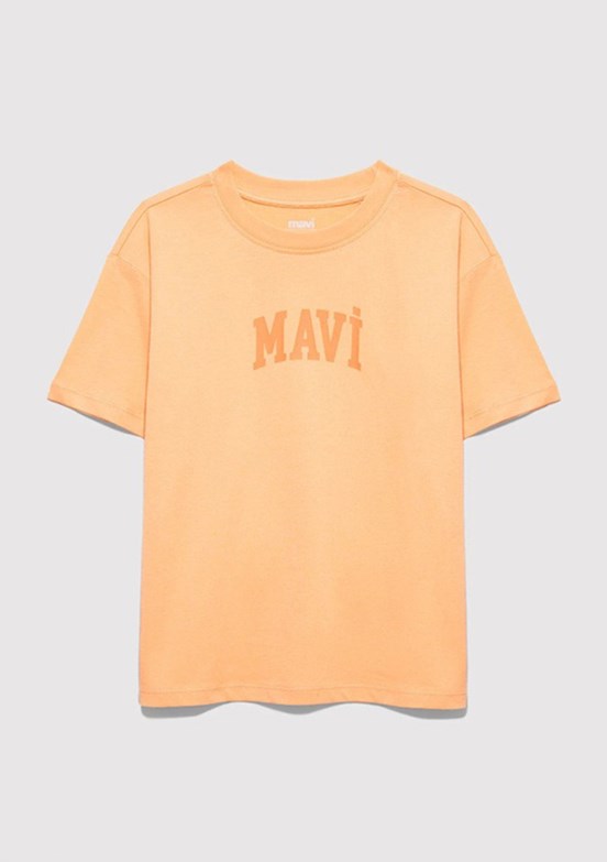 MAVİ - M7610467-71160 Kız Çocuk Turuncu Baskılı T-Shirt