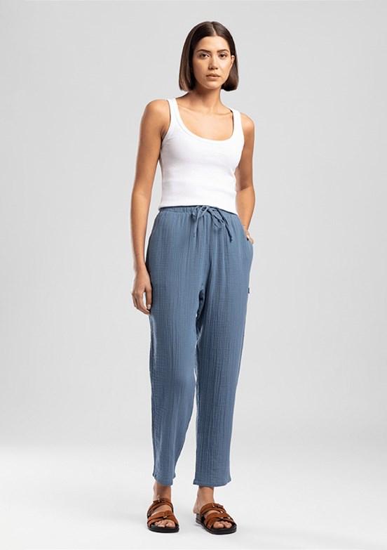 LEE COOPER Alberty - 262 LCF 221010 Kadın Mavi Beli Lastikli Pantolon