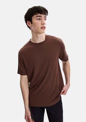 BACKANDBOND - B35S10067 Erkek Kahverengi Bisiklet Yaka T-Shirt
