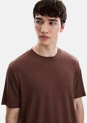 BACKANDBOND - B35S10067 Erkek Kahverengi Bisiklet Yaka T-Shirt