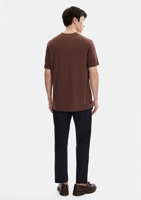 BACKANDBOND - B35S10067 Erkek Kahverengi Bisiklet Yaka T-Shirt