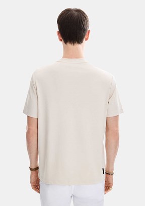 BACKANDBOND - B35S10067 Erkek Ekru Bisiklet Yaka T-Shirt