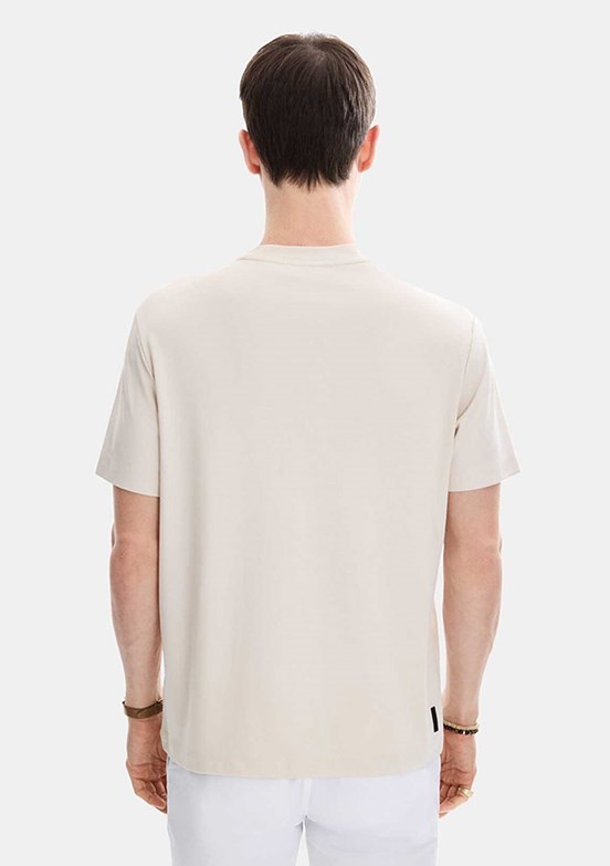 BACKANDBOND - B35S10067 Erkek Ekru Bisiklet Yaka T-Shirt