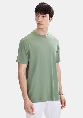 BACKANDBOND - B35S10067 Erkek Yeşil Bisiklet Yaka T-Shirt